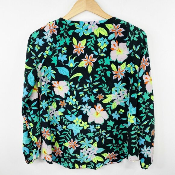 Lovers + Friends Blouse Shirt Top Size Small Floral V Neck Long Sleeve - Picture 3 of 4